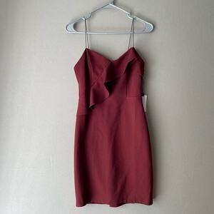ASTR the label sz M spaghetti‎ strap ruffle bodycon party sheath dress NWT